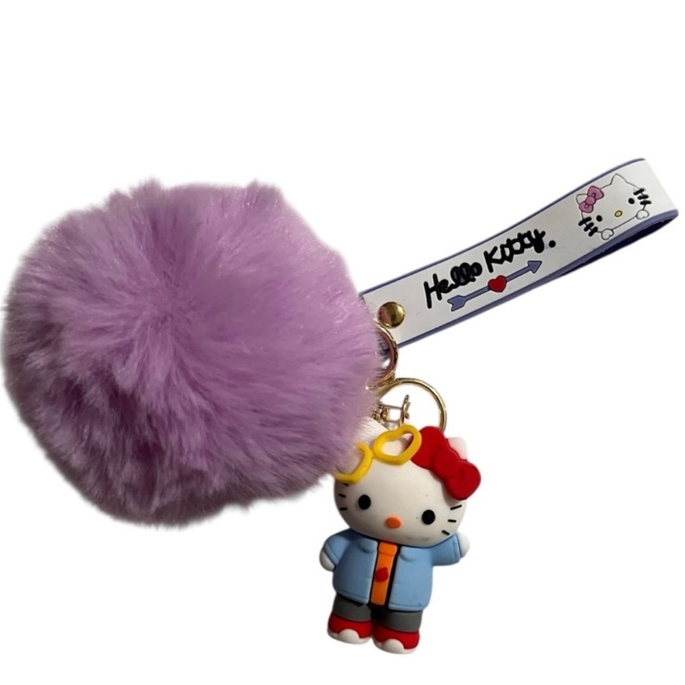 Hello Kitty Lavender Pom Pom Keychain NWOT | Cute Bag Charm | Sanrio